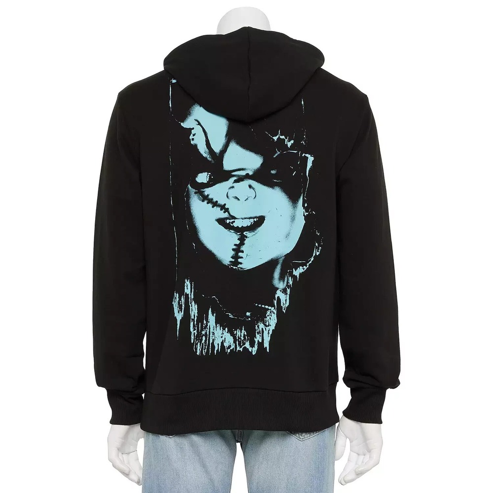 NWT Child's Play Chucky Long Sleeve Fleece Hoodie Wanna Play Graphic M horror - Picture 2 of 11